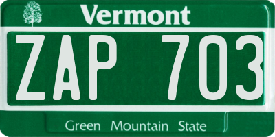 VT license plate ZAP703