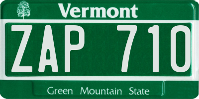 VT license plate ZAP710