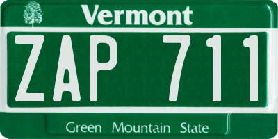 VT license plate ZAP711