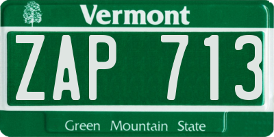 VT license plate ZAP713