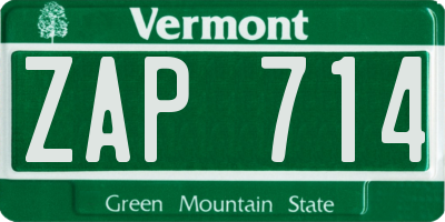 VT license plate ZAP714