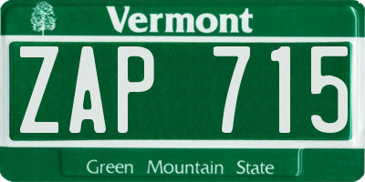 VT license plate ZAP715