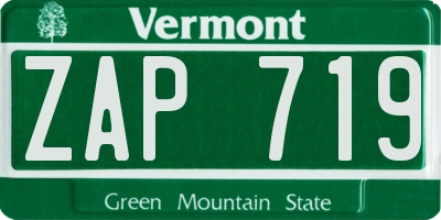 VT license plate ZAP719