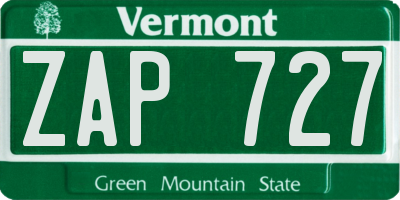 VT license plate ZAP727