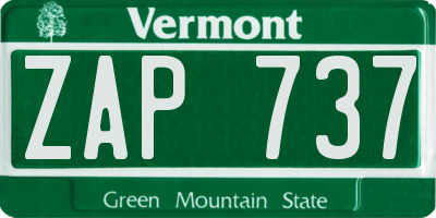 VT license plate ZAP737