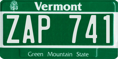 VT license plate ZAP741