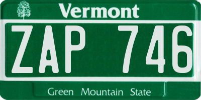 VT license plate ZAP746