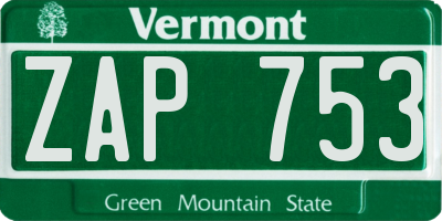 VT license plate ZAP753
