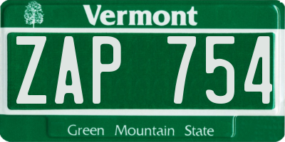 VT license plate ZAP754