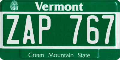 VT license plate ZAP767
