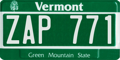 VT license plate ZAP771