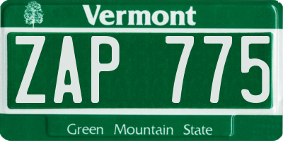 VT license plate ZAP775