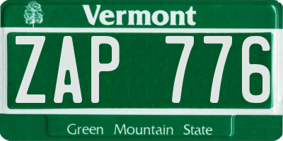 VT license plate ZAP776