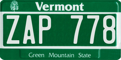 VT license plate ZAP778