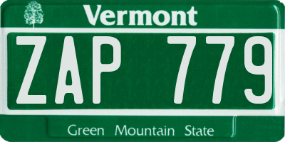 VT license plate ZAP779