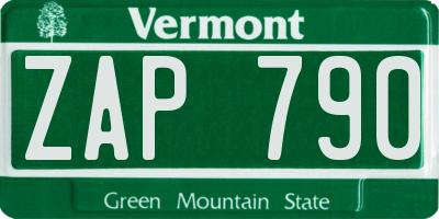 VT license plate ZAP790