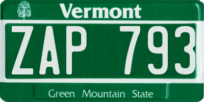 VT license plate ZAP793