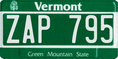 VT license plate ZAP795