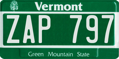 VT license plate ZAP797