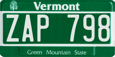 VT license plate ZAP798