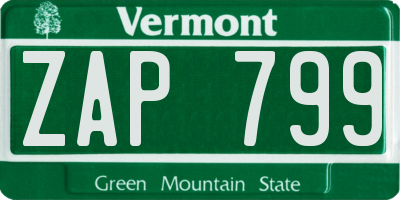 VT license plate ZAP799