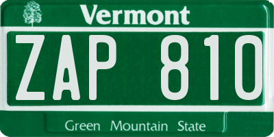 VT license plate ZAP810