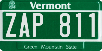 VT license plate ZAP811