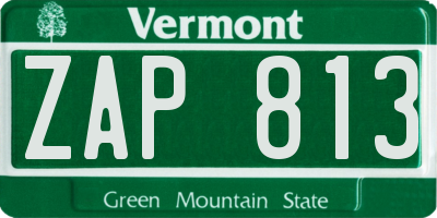 VT license plate ZAP813