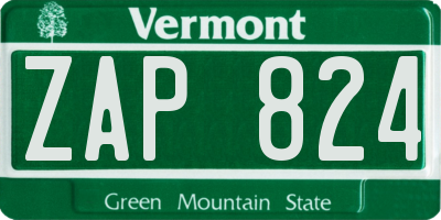 VT license plate ZAP824