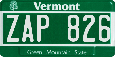 VT license plate ZAP826