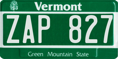 VT license plate ZAP827