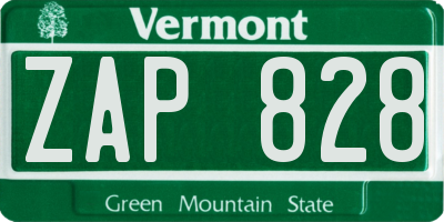 VT license plate ZAP828
