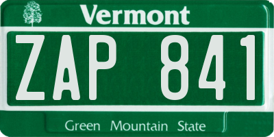 VT license plate ZAP841
