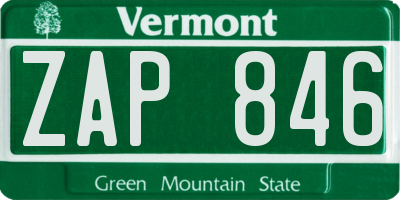 VT license plate ZAP846