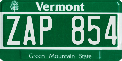 VT license plate ZAP854