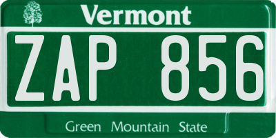 VT license plate ZAP856