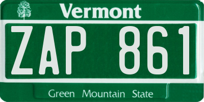 VT license plate ZAP861