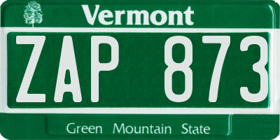 VT license plate ZAP873