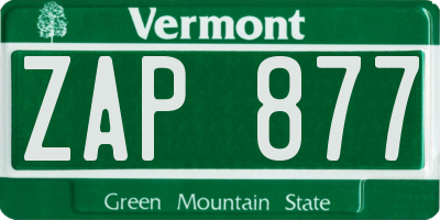 VT license plate ZAP877