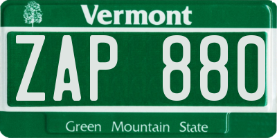 VT license plate ZAP880