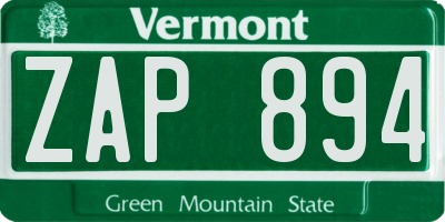 VT license plate ZAP894
