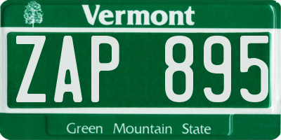 VT license plate ZAP895