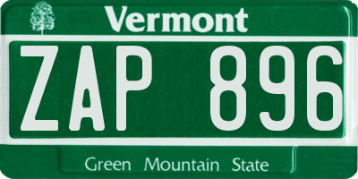VT license plate ZAP896