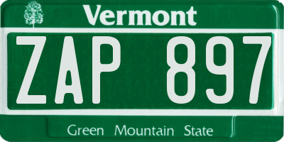 VT license plate ZAP897