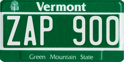 VT license plate ZAP900