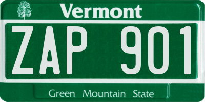 VT license plate ZAP901