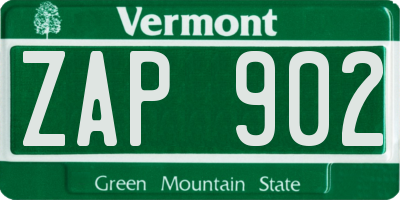 VT license plate ZAP902