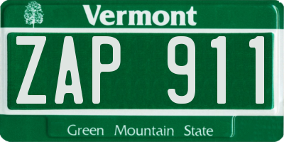 VT license plate ZAP911