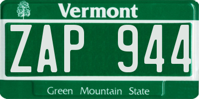 VT license plate ZAP944