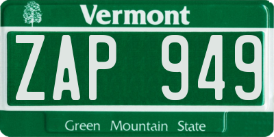 VT license plate ZAP949